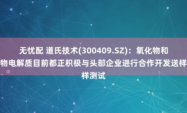 无忧配 道氏技术(300409.SZ)：氧化物和硫化物电解质目前都正积极与头部企业进行合作开发送样测试