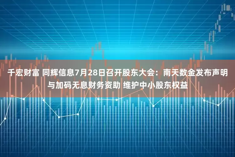 千宏财富 同辉信息7月28日召开股东大会：南天数金发布声明与加码无息财务资助 维护中小股东权益
